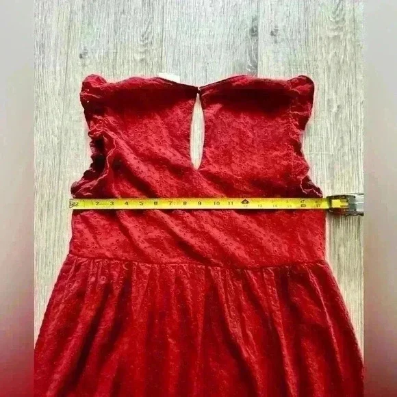 KNOX ROSE - Burnt Red Eyelet Sleeveless Sundress. XS - Picture 8 of 9